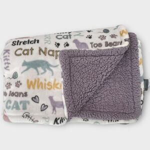 Large Adirondack Purple Cat Naps Plush Fleece Blanket Burkshire Blankets 50"